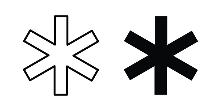 Asterisk icon. Editable line vector element set