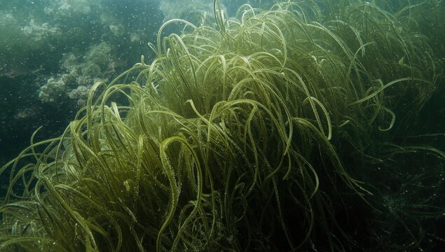 High resolution image of filamentous Spirogyra freshwater algae captured at 100 times magnification