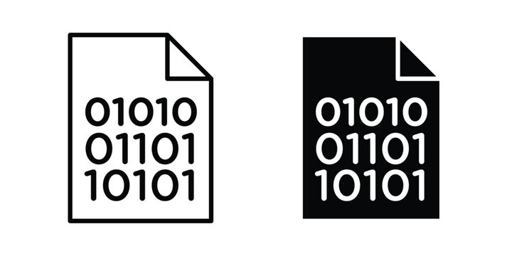 Binary code icon. Editable line vector element set