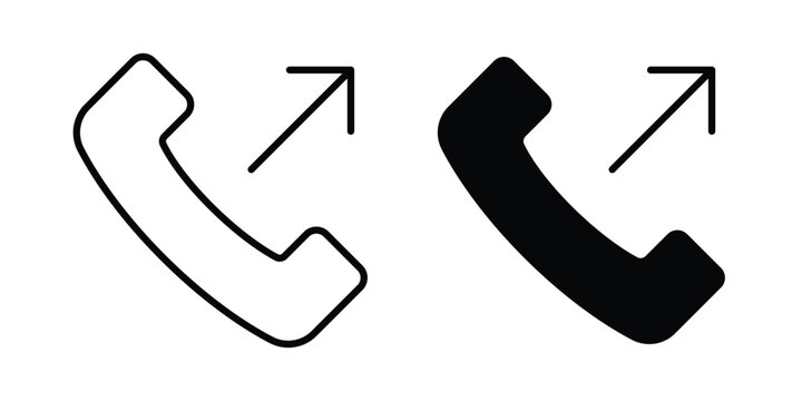 Call outgoing icon. Editable line vector element set