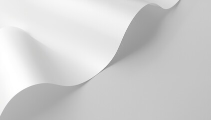 Natural light softly shining on curved white paper sheet against a smooth textured background copy space
