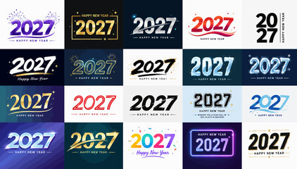 Naklejka premium Diverse 2027 new year's eve showcasing various styles and colors