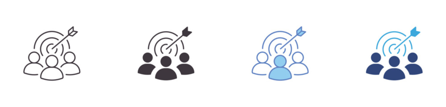 Target Audience Icon Set, customer targeting, marketing strategy, audience engagement, business vector icons