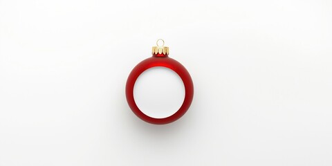 Obraz premium Holiday bauble featuring empty paper in middle on white surface flat view