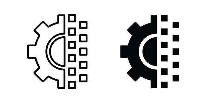 Digital transformation icon. Editable line vector element set