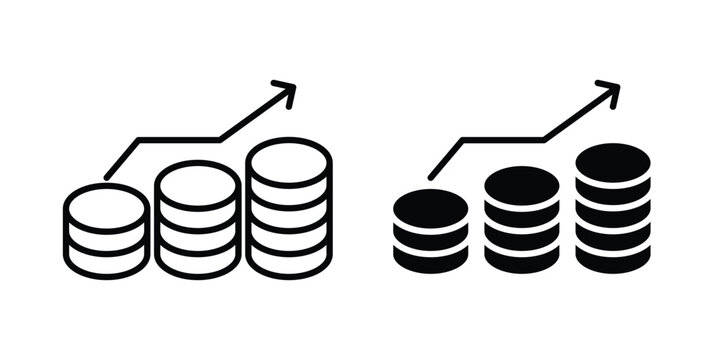 Earning icon. Editable line vector element set