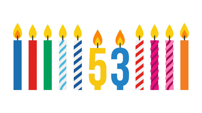 Number 53 Birthday Candles - Celebration, Anniversary, Fifty Three