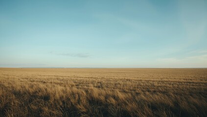 Fototapeta premium Large empty steppe under a smooth pristine sky