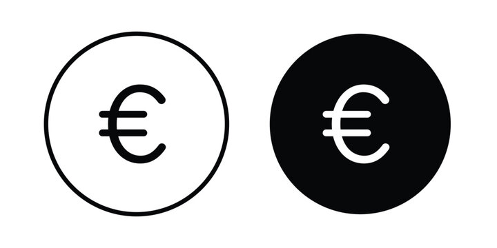 Euro icon. Editable line vector element set