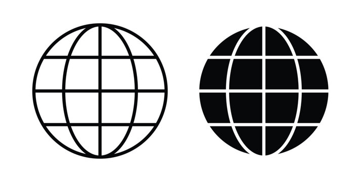 Globe icon. Editable line vector element set