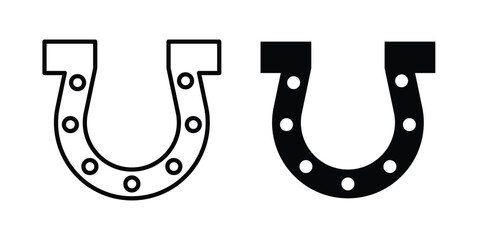 Naklejka premium Horseshoe icon. Editable line vector element set
