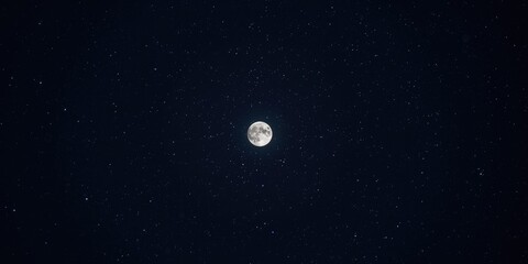 Obraz premium Moon glowing intensely in a crystal clear star-studded night sky