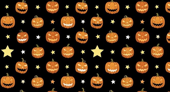 Halloween jack o' lanterns and stars seamless pattern for spooky fall designs