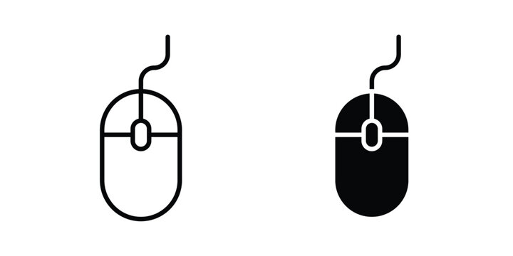 Mouse icon. Editable line vector element set