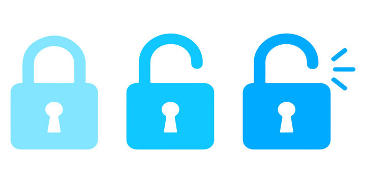 Vector lock and key icons set featuring padlock security symbols for safe web access, internet protection, and login password design