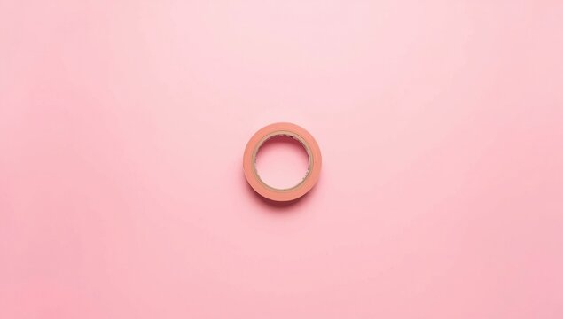 Home repair illustration with electrical tape roll and empty space on light pink background