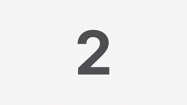 Minimalist digital countdown number two vector graphic on a clean light gray background