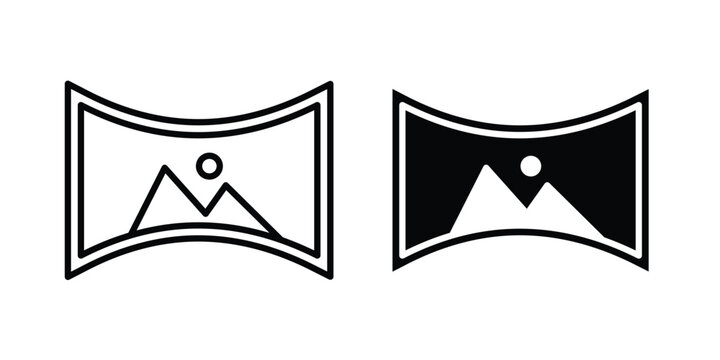 Panoramic icon. Editable line vector element set