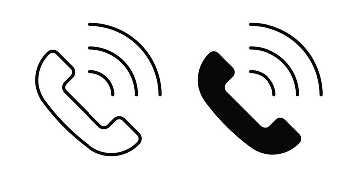 Phone call icon. Editable line vector element set