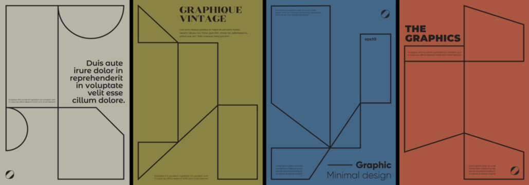 Simple geometric posters with line forms. Minimalist vector templates. 
