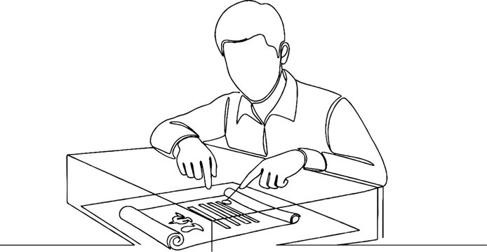 Person working with old mechanical adding machine at desk.