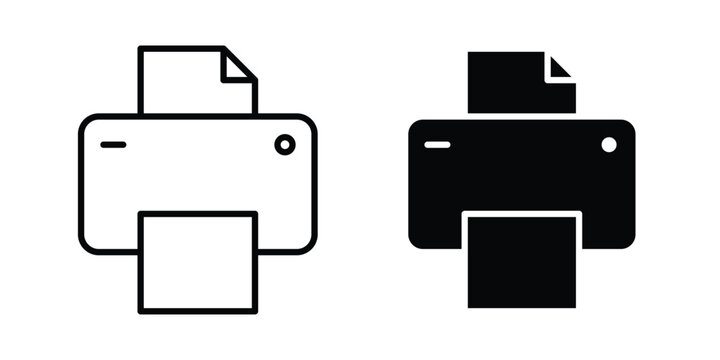 Print icon. Editable line vector element set