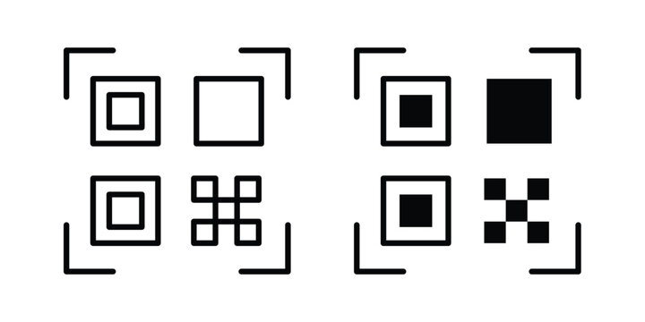 Qrcode icon. Editable line vector element set