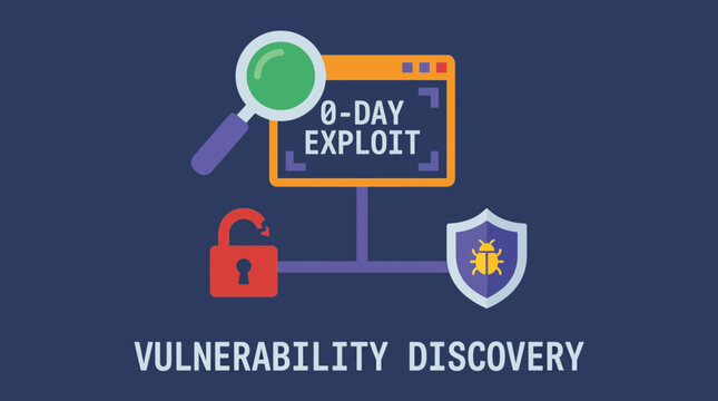 Zero-Day Exploit Vulnerability Discovery Concept Art