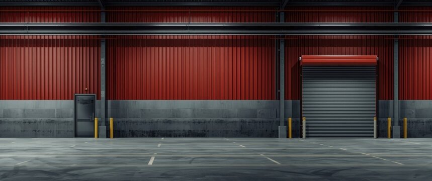 Operational industrial building with durable steel walls and multiple roller doors for efficient workflow