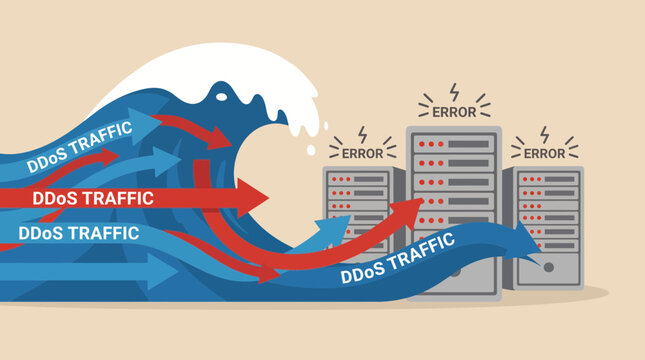 DDoS Attack Traffic Wave Overloading Server Icons