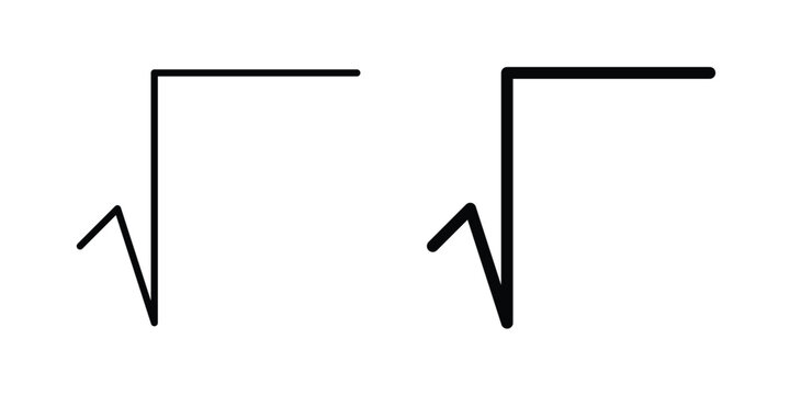 Square root icon. Editable line vector element set