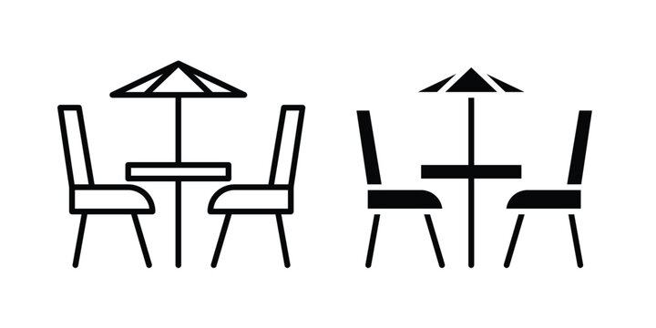 Terrace icon. Editable line vector element set