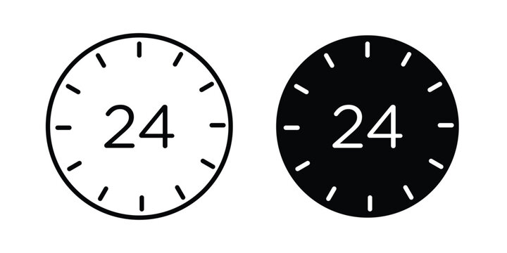 Time twenty four icon. Editable line vector element set