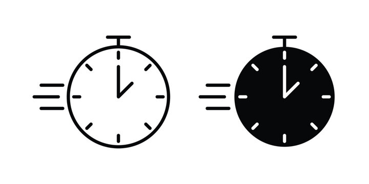 Time fast icon. Editable line vector element set