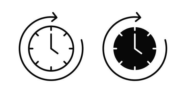 Time forward icon. Editable line vector element set