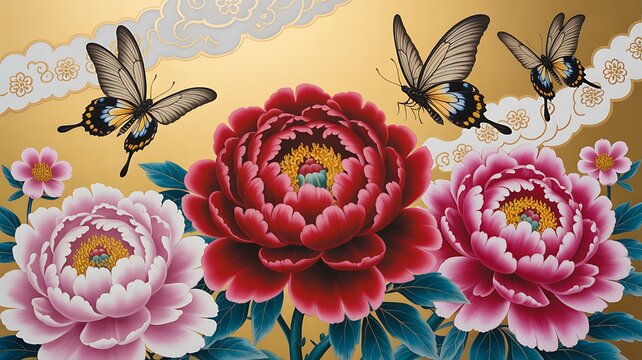 牡丹に蝶」の写真素材 | 55,189件の無料イラスト画像 | Adobe Stock