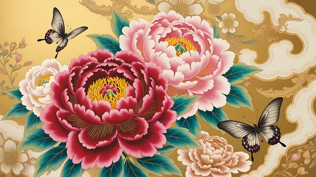 牡丹に蝶」の写真素材 | 54,849件の無料イラスト画像 | Adobe Stock