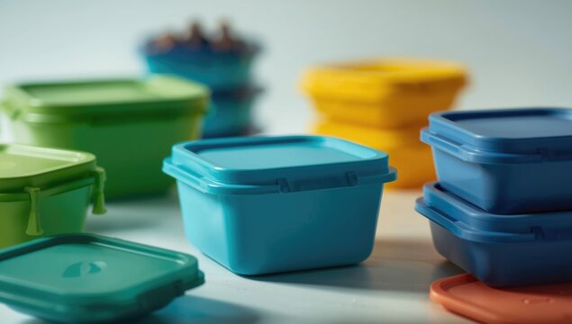Multi colored meal containers designed for healthy eating