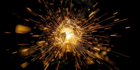 Obraz premium High speed photo showing shattering tungsten filament bulb with dynamic sparks