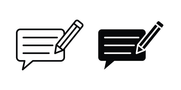 Writing feedback icon. Editable line vector element set