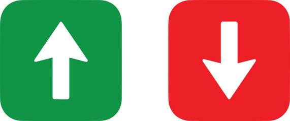 Green up arrow and red down arrow icons set with rounded square borders © Vector Studio