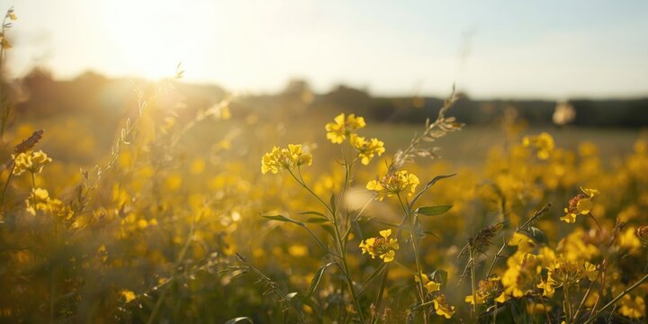 Sun kissed canola petals rustling in the soft summer gusts