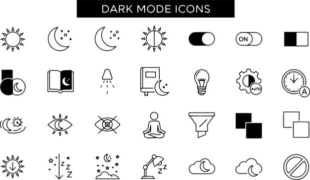 Dark mode icons on screen.