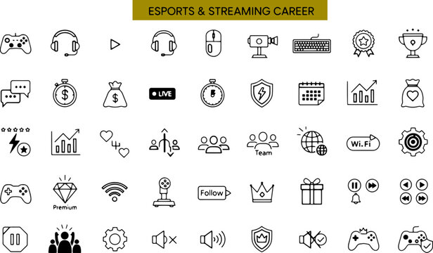 Icons for esports career growth.