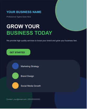 Professional and modern business promotion flyer template designed for corporate marketing, company advertising, brand awareness campaigns, and promotional events. Featuring a clean layout, stylish ty