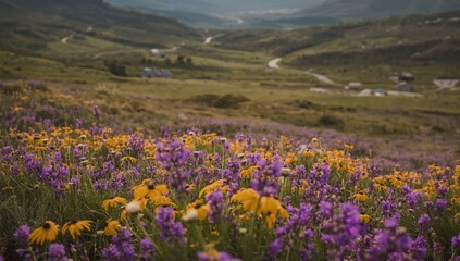 Fototapeta premium Enchanting wilderness landscapes filled with wildflowers and trails