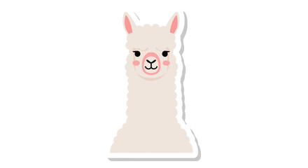 Cute Kawaii Llama Face Sticker, Adorable Alpaca Character, Cartoon Style © budi