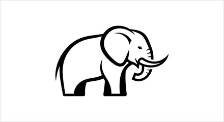Fototapeta premium Stylized Black and White Elephant Illustration.
