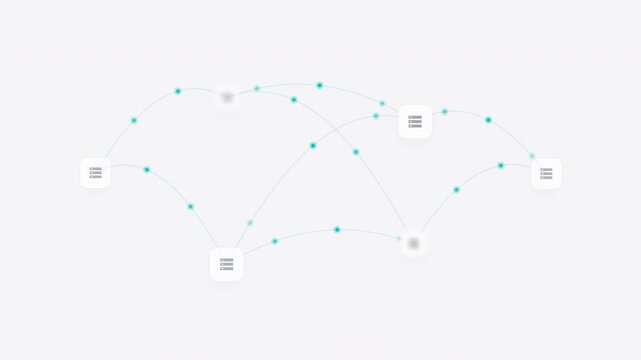 Abstract digital network visualization with connected nodes and data points on white background for technology and science concepts