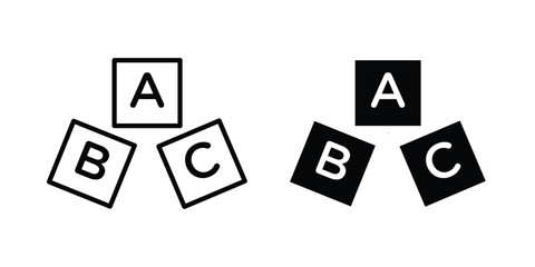 Abc icon. line and filled black pictograms. © Power